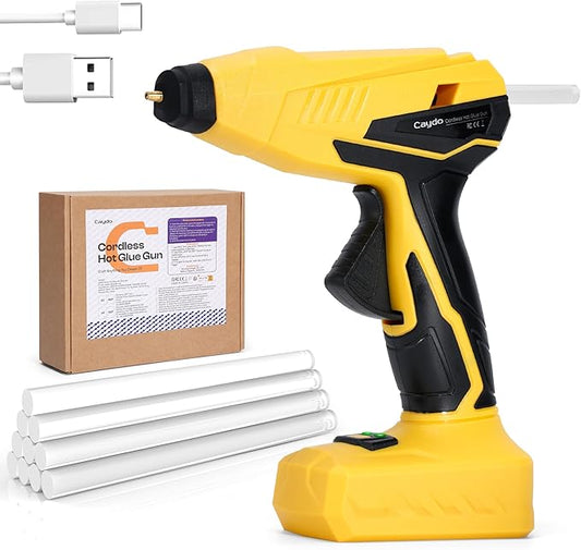 Caydo Cordless Hot Glue Gun, Portable Glue Gun, 2200mAh Type-C Rechargeable and Fast Heating, Heat Glue Gun Kit with 10PCS Glue Sticks for DIY Arts, Home Repairs, Crafting and Gift Making-DeskLoop Office