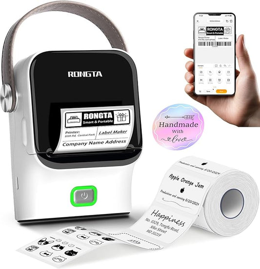 Rongta Bluetooth Label Maker Machine with Tape, Thermal Label Printer for Office, Small Business Essentials, Home Organization, Portable Inkless Sticker Label Maker with 2x1.18 inch Labels-150pcs-DeskLoop Office