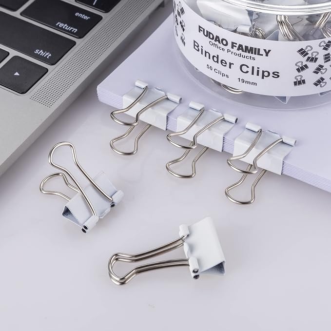Small White Mini Binder Clips, 3/4 Inch, 50 Pack - Image 6