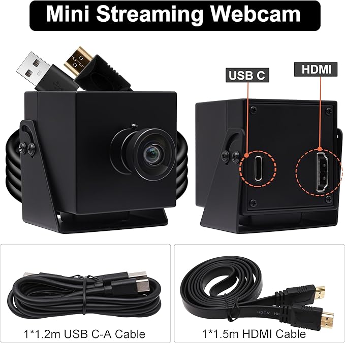 SVPRO 4K Webcam - USB HDMI Dual Output for Computer/Monitor/Projector/TV, Wide Angle Distortion-Free Streaming Webcam H.264 Security Camera-DeskLoop Office