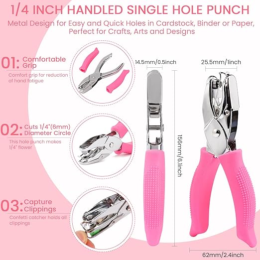 MyArTool Flower Hole Punch, 1/4 Inch Handheld Flower Paper Punch with Soft Grip, Flower Shape Hole Puncher for Paper Crafts, Cardstock, Gift Wrapping, Greeting Cards and Scrapbooks-DeskLoop Office