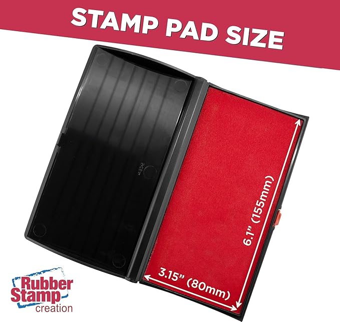 Large Premium Red Ink Stamp Pad - 3" by 6" - Quality Felt Pad - Case with Closing snap-DeskLoop Office