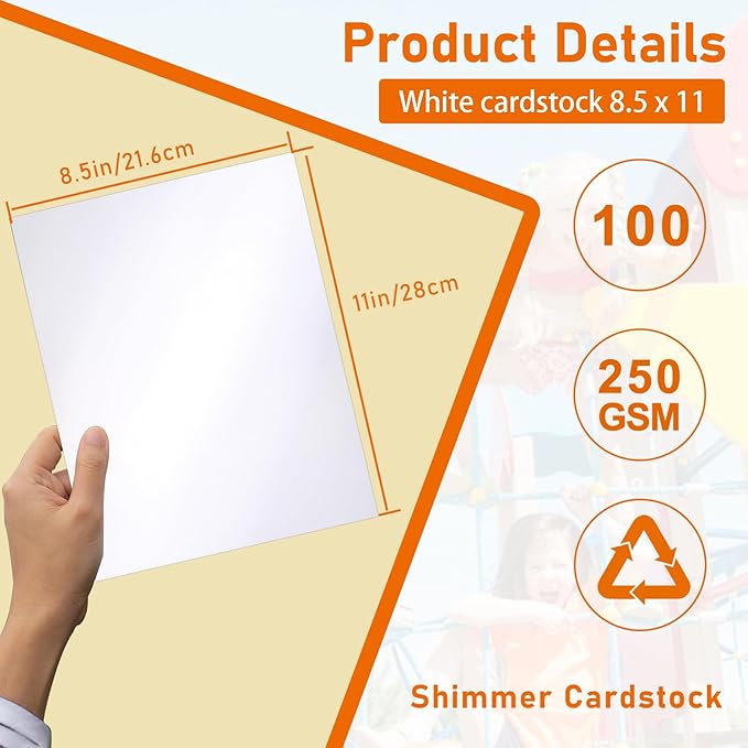 100 Sheets Shimmer White Cardstock 8.5 x 11 Printer Paper, 92lb Heavyweight Certificate Paper Card Stock for DIY Making Cards, Wedding invitations, School Crafting, Business Cards, Menus-DeskLoop Office