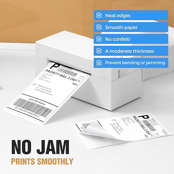 4x6 Thermal Labels Fanfold 500-Pack Crisp Prints Thermal Shipping Labels 4x6 Commercial Grade Thermal Printer Paper with Perforated, 1 Stack-DeskLoop Office