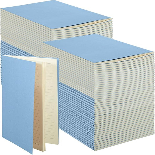 100 Pcs Kraft Notebook Journals 5.5 Inch x 8.3 Inch A5 Softcover Notebooks Bulk for Writing Sketch Office Notepad with 60 Pages 30 Sheets(Light Blue,Lined)-DeskLoop Office
