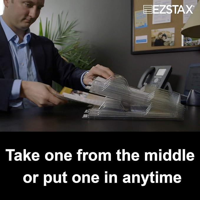 File Organizers - Letter Size, Stackable Trays for Desk - for Office Files, Mail, Documents - 12 Pack, Clear-DeskLoop Office