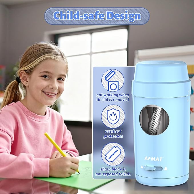 AFMAT Electric Pencil Sharpener, Auto in & Out, Fully Automatic Pencil Sharpener - Image 7
