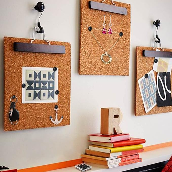 Lunies 50 PCS Black Push Pins for Cork Board, Thumb Tacks for Wall Hangings, Picture Hanging Nails, Flat Decorative Push Pins for Wall, Wall Pins for Hanging-DeskLoop Office