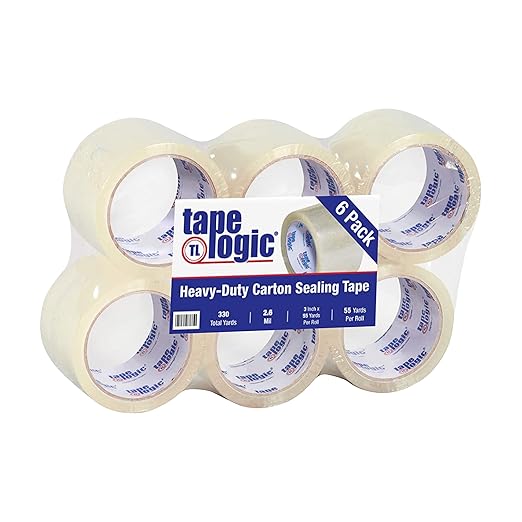 TAPE LOGIC Heavy Duty Packing Tape 3 Inch x 55 Yds, 2.0 Mil - 6 Rolls | Acrylic Clear Packaging Tape for Shipping Boxes, Moving, Home or Office Use-DeskLoop Office