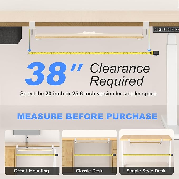 suptek Large Keyboard Tray Under Desk Pull Out with C Clamp Mount, Keyboard & Mouse Tray, 34 (38 Including Clamps) x 11.8 inch Slide-Out Platform Computer Drawer for Typing, Light Wood, DSF1LQM-DeskLoop Office