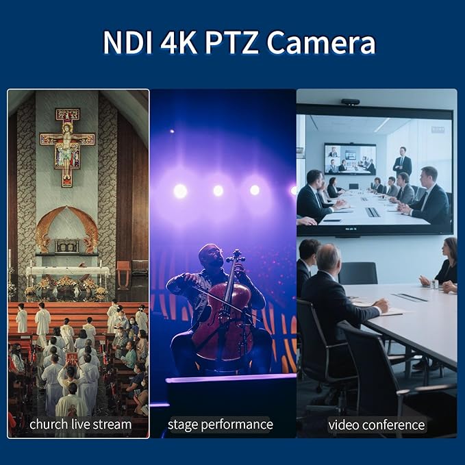4K NDI PTZ Camera with AI Auto Tracking 21X Optical Zoom HDMI/SDI/USB 3.0/PoE/IP for Church Worship, Live Events, Video Conferencing (OBS, vMix, Zoom, Teams)-DeskLoop Office