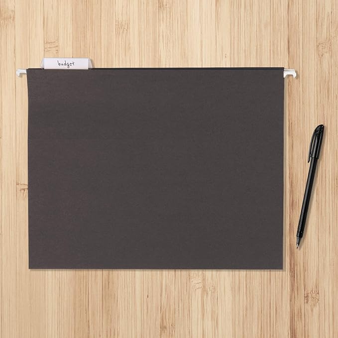 Amazon Basics Hanging File Folders, Letter Size, 8.5x11 inches, Black, 25-Pack-DeskLoop Office