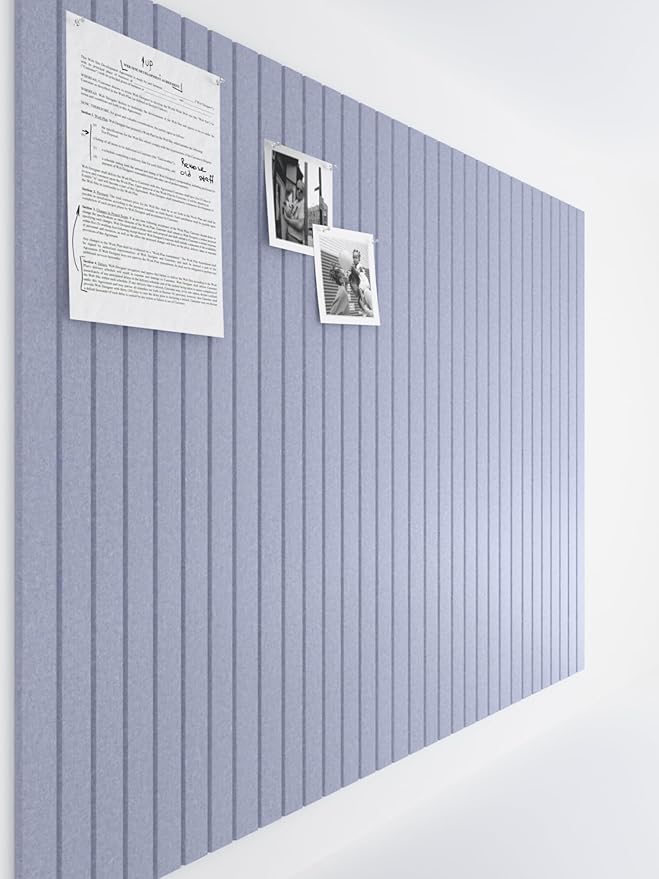 Bumusty Large Cork Board Alternative-47 x35 Felt Bulletin Board Tiles, with 30 Pushpins, 70 Adhesive Tabs, 12-Pack Slat Wall Paneling, Cork Boards for Office Push Pin Board Felt Board-Soft Periwinkle-DeskLoop Office