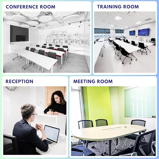 10 Pack Foldable Office Chair with PU Wheels and Sliding Armrest-Ergonomic Mesh Bouncing Back, Stackable Conference Room Chair, Office Guest & Reception & Meeting Chair (Black)-DeskLoop Office