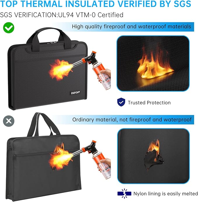 ENGPOW Accordion File Organizer,Fireproof Expanding File Folder with Multi Pockets,13 Colorful Pockets Document Organizer with Handle & Labels,Portable Home Travel Safe Storage for Letter A4 Files-DeskLoop Office