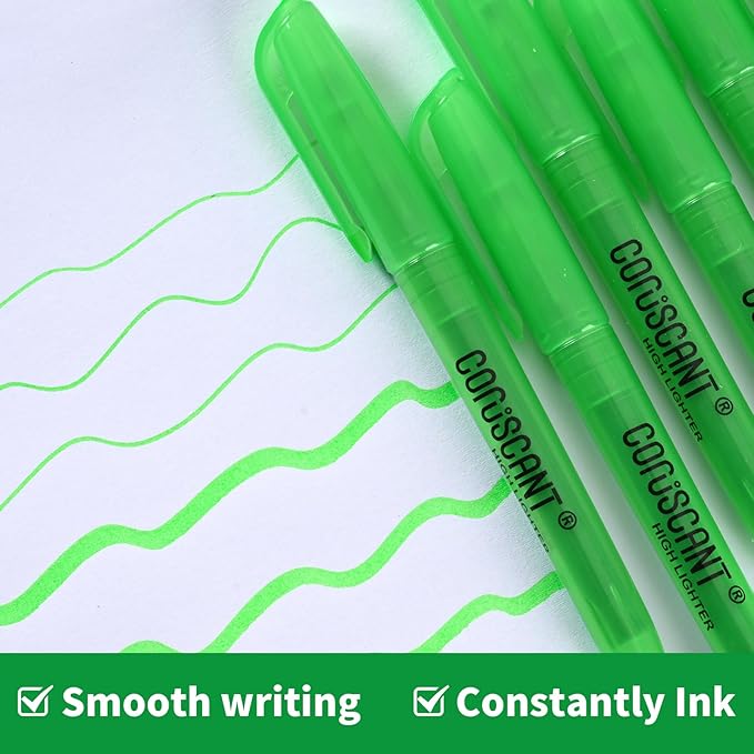coruscant Green Highlighter,40 Packs of highlighters, Chisel Tip Marking, Quick Drying, No Bleed for Teacher Students Organizing and Coloring in the Classroom, Home, Office-DeskLoop Office
