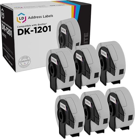 LD Products Compatible Address Label Replacement for Brother DK-1201 1.1 in x 3.5 in (400 Labels, 6-Pack) for use in P-Touch QL Label Makers: 1050, 1050N, 1060N, 500, 550, 570, 570VM, 580N, and 650TD-DeskLoop Office