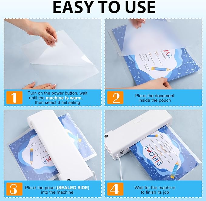 400 Pack Laminating Sheets, Holds 8.5 x 11 Inch Sheets, 3 mil, 9 x 11.5 Inches Thermal Laminating Pouches Lamination Sheet Paper for Laminator, Clear, Letter Size, Office and School Supplies-DeskLoop Office