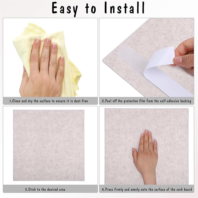 Large Cork Board 36" x 24", 6 Pack Felt Wall Tiles with Colored Pushpins, Bulletin Board with Removable Self-Adhesive Strips, Pin Board Cork Boards for Walls Office Home-Light Tan-DeskLoop Office