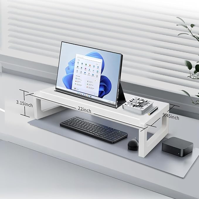 Monitor Stand Riser – 22-Inch Computer Monitor Stand with Multifunctional Slot, Multi-Purpose Desktop Storage for Laptop, Printer, TV-DeskLoop Office