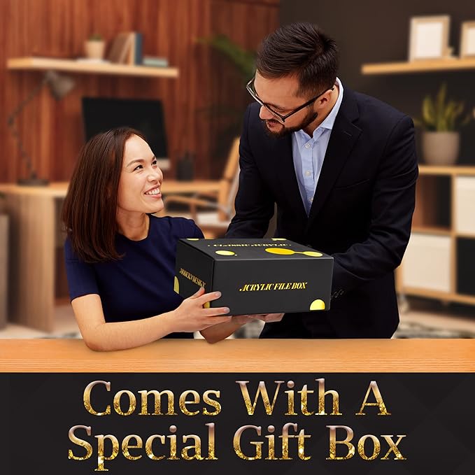 File Organizer for Desk - This Acrylic Storage Box is great for Office Organization - Its Modern Acrylic Magazine Holder makes a Great Gift for Home/Work Space-DeskLoop Office