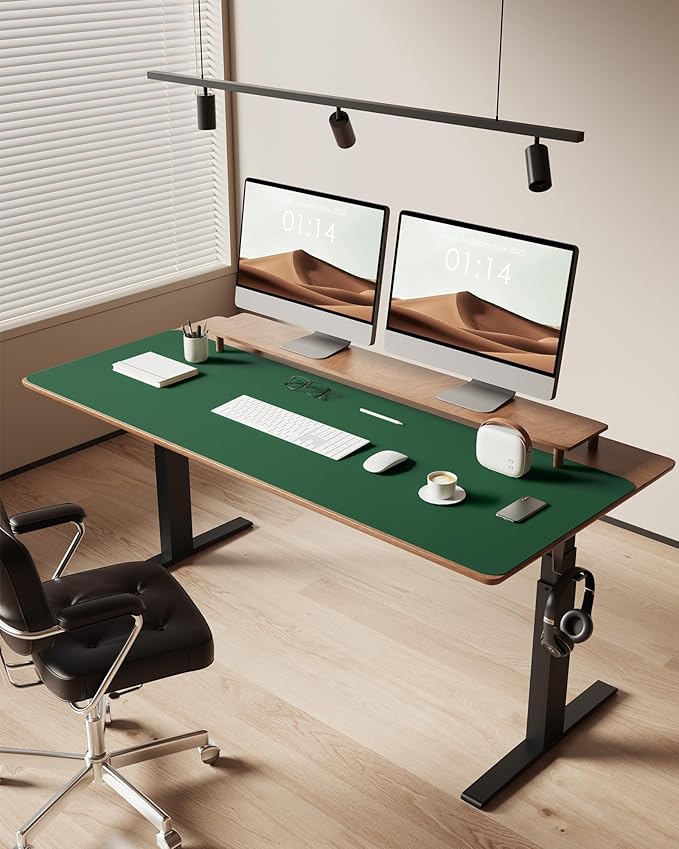 YSAGi Leather Desk Pad Protector, Office Desk Mat, Large Mouse Pad, Non-Slip PU Leather Desk Blotter, Laptop Desk Pad, Waterproof Desk Writing Pad for Office and Home (Jade Green, 47" x 17")-DeskLoop Office