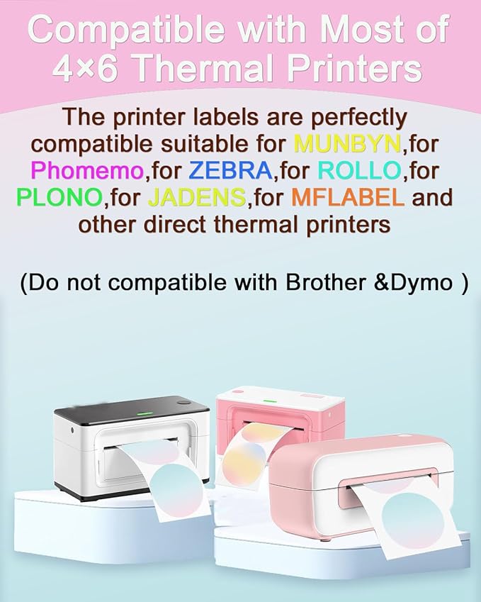 2''×2‘’ Round Circle Thermal Sticker Labels, Self-Adhesive 2 Inch Circle Direct Thermal Labels, Multi-Purpose Sticker Labels for DIY Logo Design,Name Tag,QR Code, 500 Labels/1 Roll, Gradient-DeskLoop Office