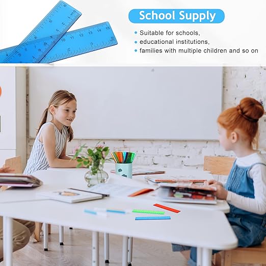 Zonon 100 Pcs 6 Inch Rulers Bulk Plastic Flexible Small Straight Rulers with Inches and Centimeters First Day of School Gift for Students Back to School Office Supplies(Colorful, Transparent)-DeskLoop Office
