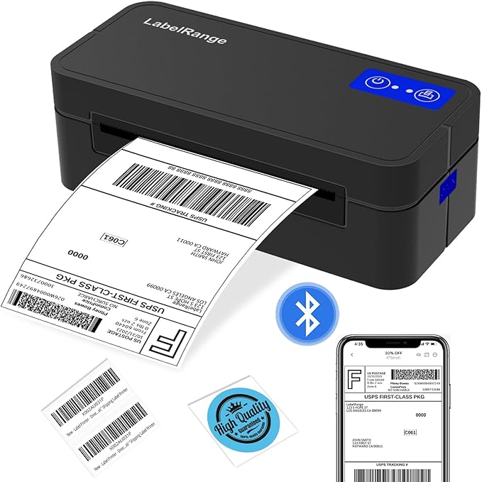 Bluetooth Thermal Label Printer for Mac, Windows, Phone, Tablet, Wireless 4x6 Shipping Label Printer for Shipping Packages, Support USPS, Ebay, Amazon, Pirate Ship-DeskLoop Office