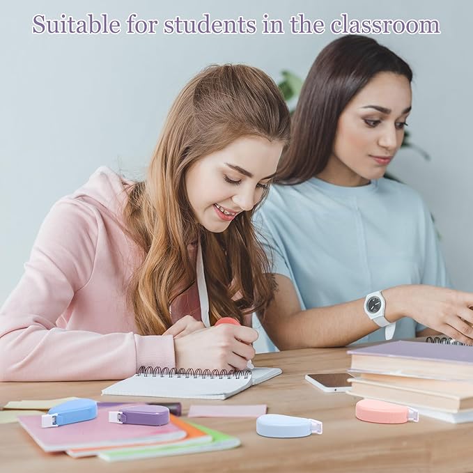 Chivao 100 Pack Mini Correction Tape Bulk Ink Corrector Eraser Tape Set Cute Aesthetic Colorful Instant Correction Applicator for Office School Student Stationery Supplies, 0.2 x 158 Inch (Pastel)-DeskLoop Office