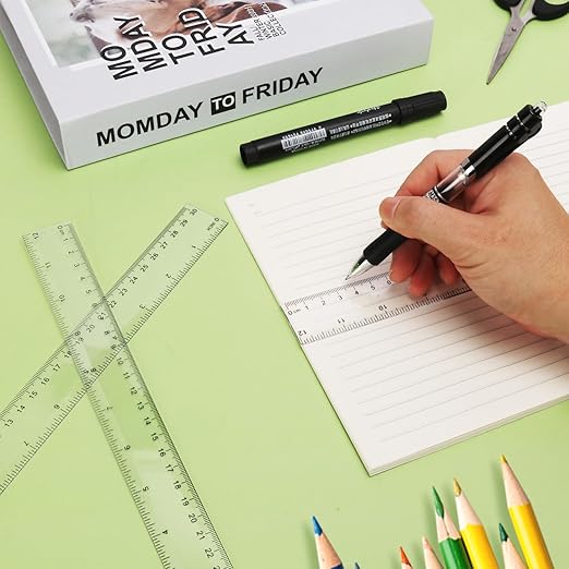 200 Pack 12 Inch Plastic Rulers Bulk, Clear Plastic Ruler, Transparent Ruler with Dual-Scale Measurement, Easy to Store, for Home, Office, Practical Use by KUKLIPJIM-DeskLoop Office