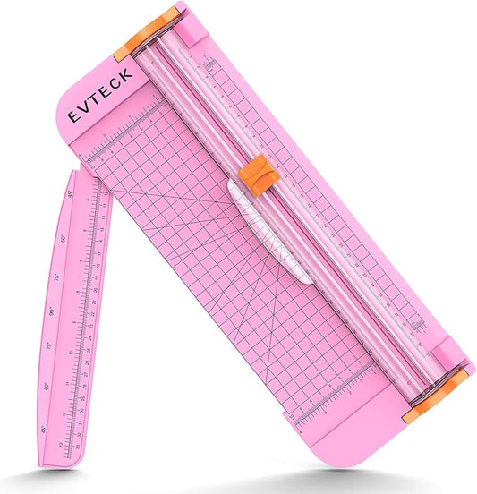 Evteck Paper Cutter 12 Inch Paper Trimmer Slider Crafting Scrapbooking Supplies for A4 Vinyl Photo Cardstock with Security Blade and Foldable Ruler-DeskLoop Office