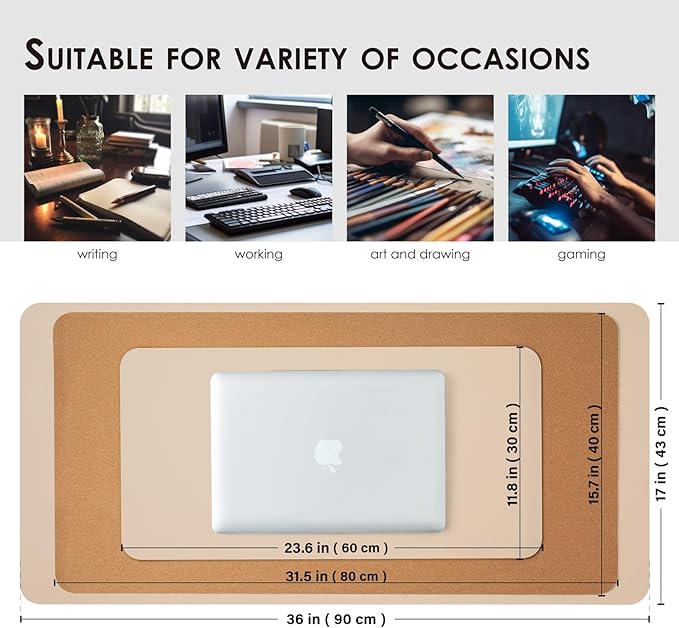 Cork Apricot Desk Mat - Dual-Sided Desk Pad for Office and Home - Desk Organization and Accessories - Ideal for Large Mouse Pad and Desk Mats on Top of Desks(23.6"x 11.8")-DeskLoop Office