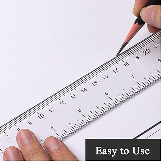 2 Pack Plastic Ruler Straight Ruler Clear See Through Measuring Acrylic Tool for Student School Office with Centimeters and Inches(6 Inch+12 Inch)-DeskLoop Office