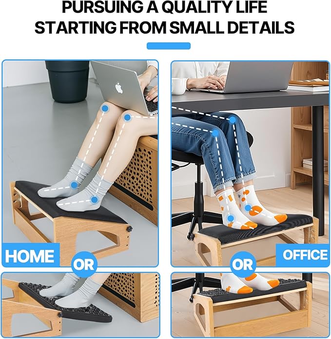 Ergonomic Foot Rest, 4 Adjustable Height Foot Stool,Footrest Under Desk, Flip Over Office Desk Foot Rest, Improving Posture, Promoting Blood Circulation(Natural)-DeskLoop Office