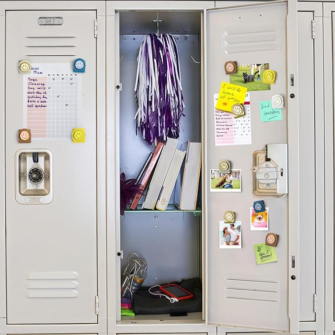 6Pcs Fridge Magnets Refrigerator Magnets, Neon Resin Happy Faces Magnetic Clips for Whiteboard Locker Classroom Magnets Teacher Must Haves School Supplies Accessories-DeskLoop Office