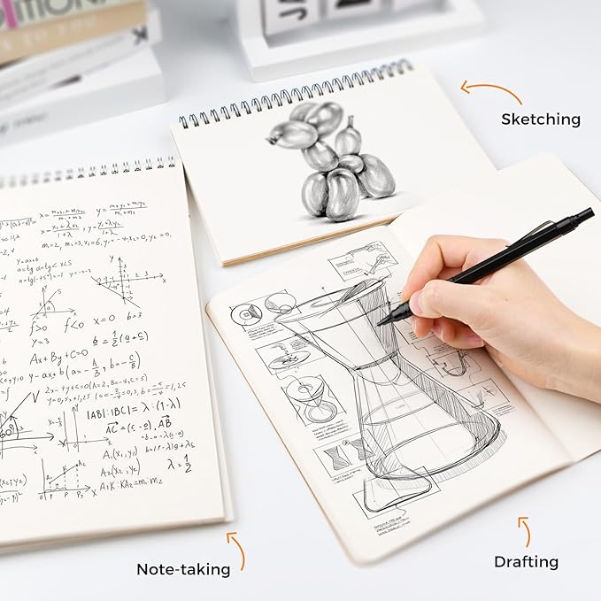 Four Candies 2PCS Metal Mechanical Pencils Set with Case, 0.5mm & 0.7 mm Artist Pencil with 6 Tubes (360PCS) HB Lead Refills, 3 Erasers,9 Eraser Refills For Writing Drafting, Drawing, Black-DeskLoop Office