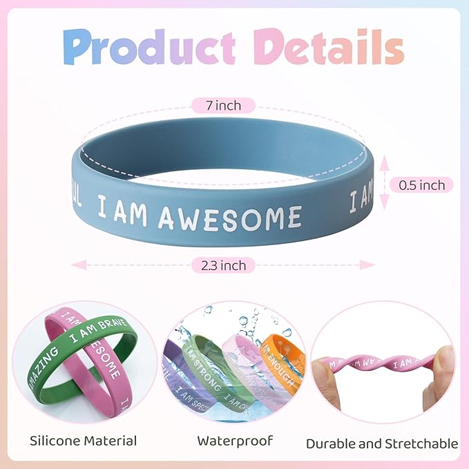100 Pieces Students Inspirational Silicone Wristbands Motivational Quotes Rubber Bracelets for Kids Students Back to School Gifts (Bright Colors) Office Products