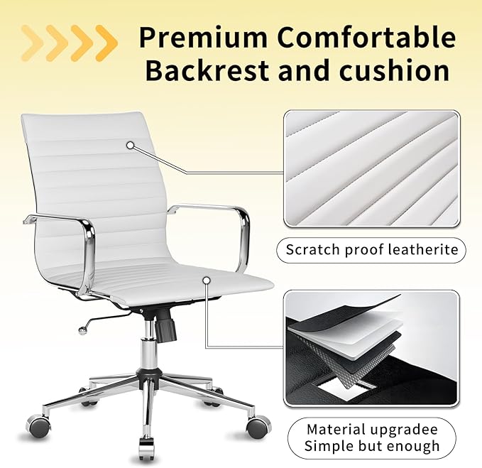 Chair, Desk Computer Chair ,with Armrests ,Ergonomic Office Chair for Home and Office, 17.32 x 22.83 x 35.43 inches, Multiple Colors (White)-DeskLoop Office