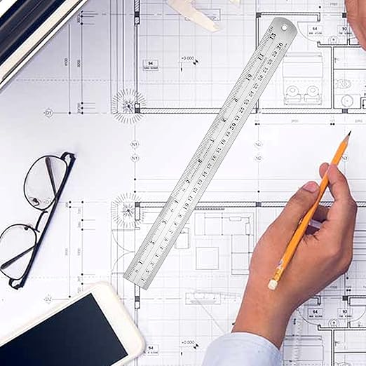 30 Pack 12 Inch Stainless Steel Ruler, Metal Straight Edge Rulers with Inches and Centimeters Precision Measuring Metal Ruler-DeskLoop Office