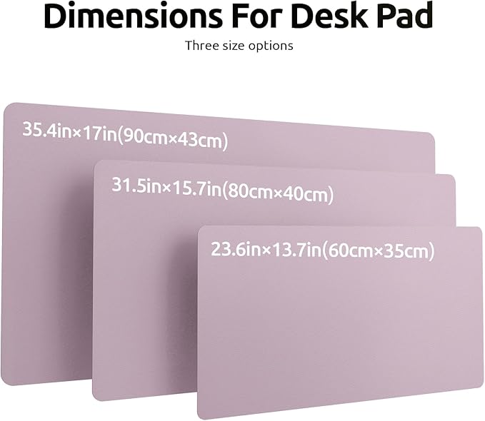 YSAGi Leather Desk Protector, Office Mat, Large Mouse Mat, Non-Slip PU Leather Blotter, Laptop Pad, Waterproof Writing Pad for Office and Home (Grayish Lavender, 35.4" x 17")-DeskLoop Office