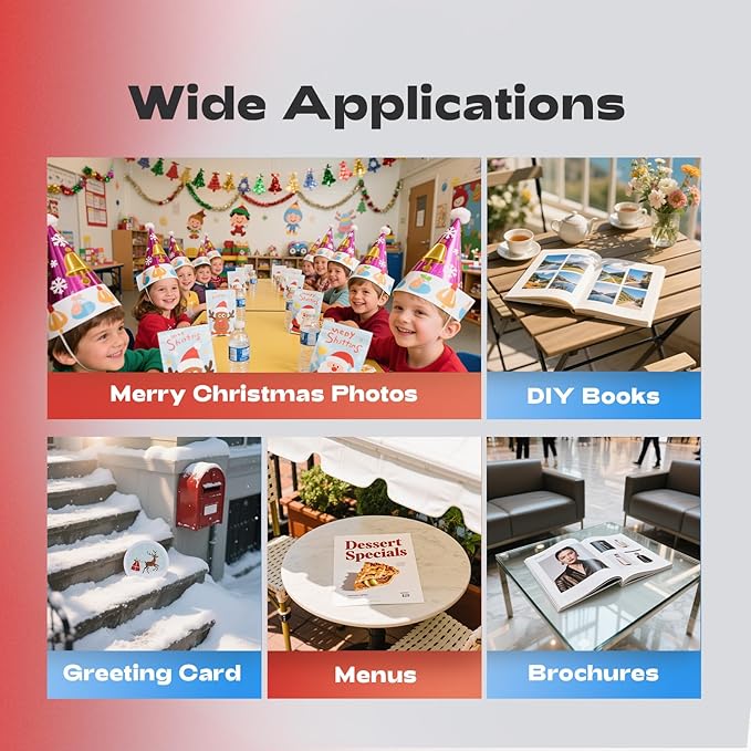 220Sheets Double Sided Photo Paper Glossy Brochure Flyer Paper Inkjet 8.5x11 44lb 160gsm Letter Size for All Dye Ink Printers-DeskLoop Office