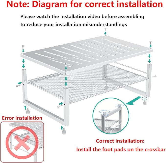 gianotter 2-Tier Metal Monitor Stand Riser, Desk Accessories & Workspace Desk Organizers, Office Desk Storage Organizer for Office Supplies (White)-DeskLoop Office