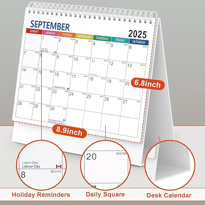 Desk Calendar 2025 planner, Covers Jul 2025-Jun 2026 with Monthly Plan, Notes and Tasks, Easy to Organizing for Family, Students, Home, School and Office-DeskLoop Office