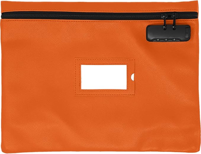Orange Notary Bag with Lock | 14x11 inch | Zipper Supplies Bag | Locking Document Case for Notary Kit, Stamp, Embosser, Ink Pad, and Valuables-DeskLoop Office
