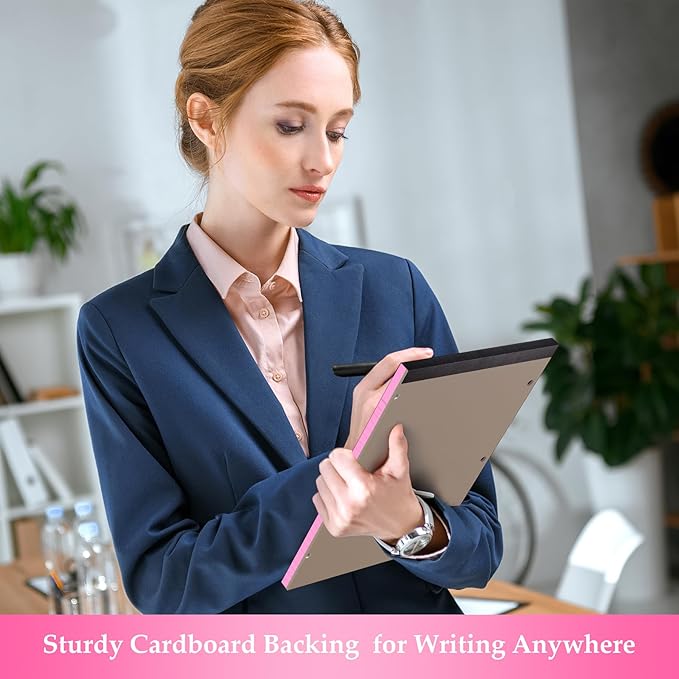 HAUTOCO 12 Pack 8.5 x 11 Legal Pads Pink Wide Ruled Notepads Perforated Writing Pads, 30 Sheets Per Notepad, 3-Hole Punched Paper, Writing Note Pads for School, Home, Office, Business-DeskLoop Office