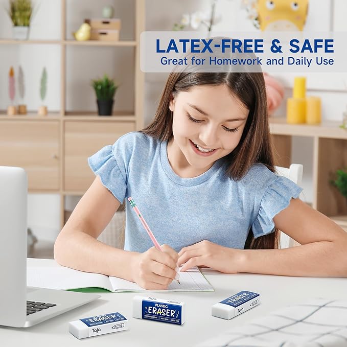 144 Pack White Erasers Bulk, Large Pencil Erasers for School, Classroom, Teacher, Homeschool, and Office Supplies-DeskLoop Office