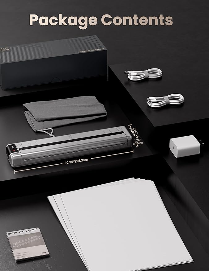 Phomemo Upgraded Q302 Portable Printer, Ultra-High 300dpi Inkless Printer Silent Printing, Wireless Bluetooth Thermal Printer Compatible with Phone & PC, Compact Printers for Business Travel-DeskLoop Office