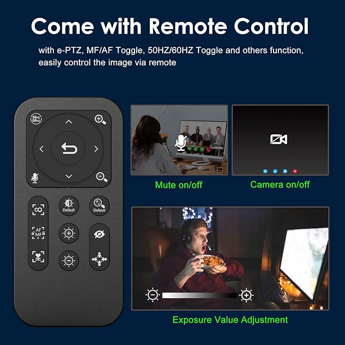 Angetube Webcam, 2K Streaming Webcam with Ring Light, HDR Laptop Camera with Remote, Dual Stereo Microphone and Privacy Cover, Auto Focus 5X Zoom in, Computer Camera for Zoom/Skype/Teams/Webex-DeskLoop Office