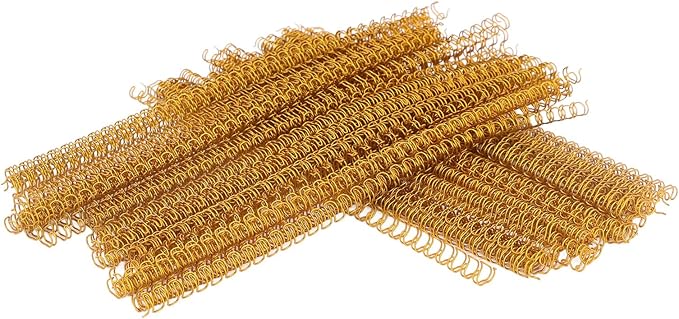 100 Pack Metal Twin Loop Binding Wire Coils, 34-Loop, 3/4" Cinch Book Binding Wire, 3:1 Pitch, YolieraArt Double Loop Bindings180 Sheet Capacity Fit for School Office Notebook Maker Gold-DeskLoop Office